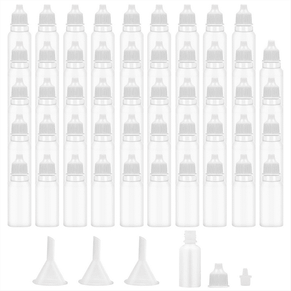 50Pcs Small Empty Squeeze Dropper Bottles Plastic Thin Tip 15ML Portable Squeezable Liquid White