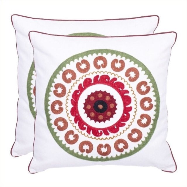 Safavieh Oreillers Décoratifs en Coton 18 Pouces Rouge (Lot de 2)