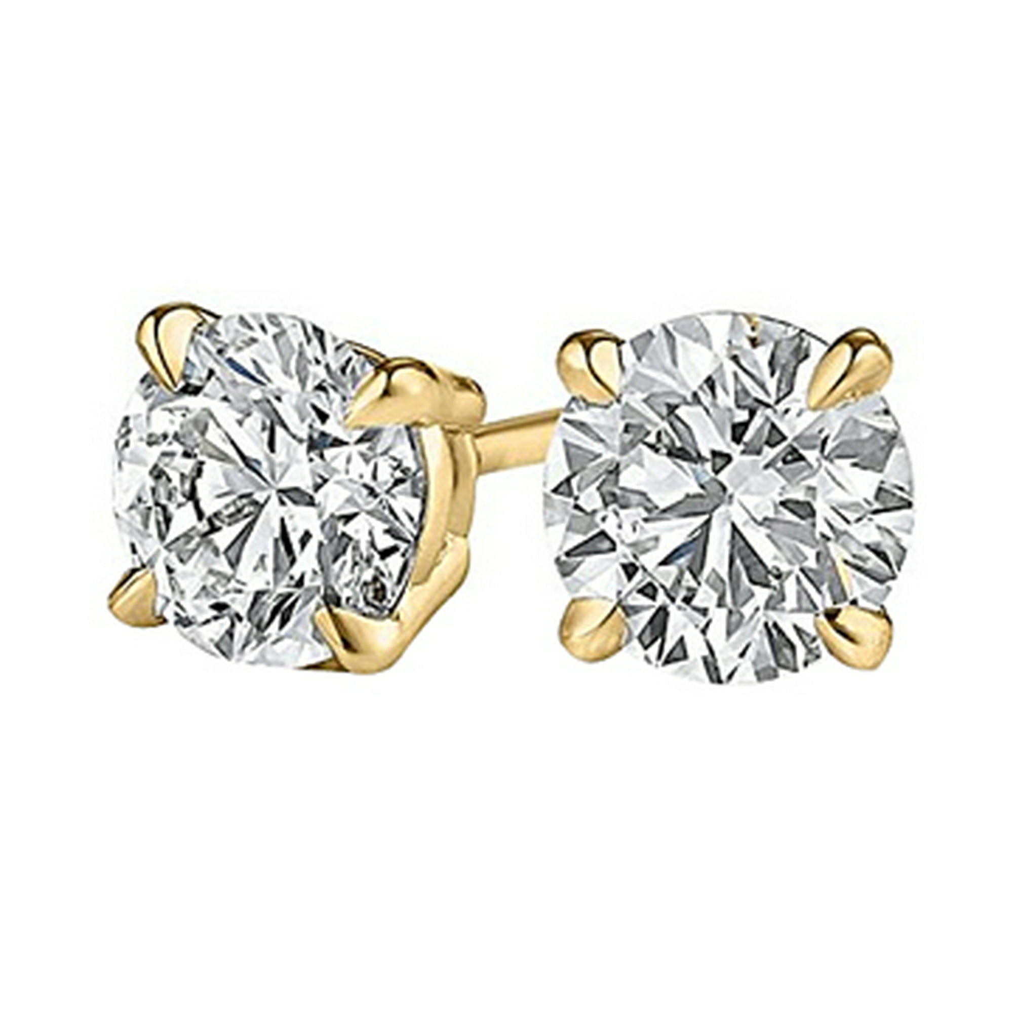Jewelry Diamond Stud Earrings Push Back In 14k Yellow Gold