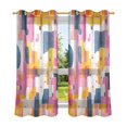 thumbnail image 6 of Yayeee Window Curtains Light Filtering 63"x52" Grommet Panel Pair Home Living Room Decor, Art Geometric, 6 of 7