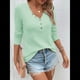 thumbnail image 5 of Blusa de Otoño con Cuello en V, Larga, Cuello Halter y Botones, Informal, Elegante, de Punto Gofre para Mujer. Verde XL, 5 of 7