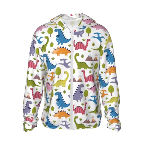 Kdxio Cute Dinosaur Print Women Men Sun Protection UPF 50  Jackets Zip Up Long Sleeve Hoodie Hiking Lightweight with Pockets