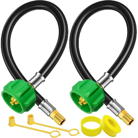 2 Pack 15" RV Propane GANGZI with 1/4" Male NPT & Qcc1/Typel,Propane GANGZI-Camper Propane GANGZI for RV Two-Stage Regulator-Dual LP Tank,Propane Tank GANGZI for BBQ,Outdoor Cooking,Camping,350PSI.