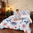 thumbnail image 3 of Manfei Watercolor Patriotic Bow Twin Bedding, Firework Ribbon Bedding Comforter Set, Red White Blue, Reversible 7 Pieces, 3 of 6