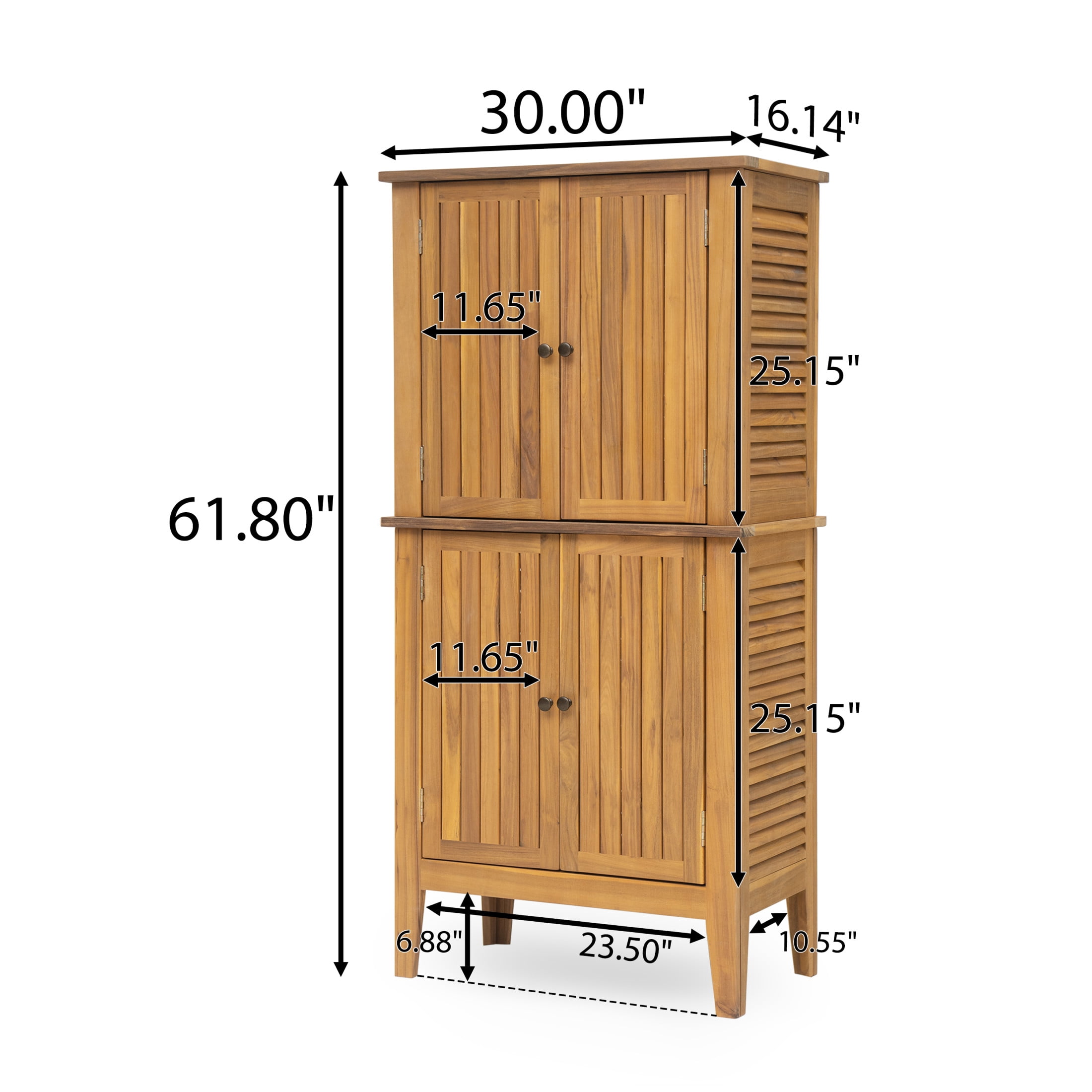 Christopher Knight Home Coastal Outdoor Solid Wood Storage Cabinet, Weather-Resistant, Slatted, Teak