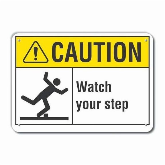 Lyle Caution Sign,7 in x 10 in,Aluminum LCU3-0097-RA_10x7