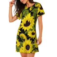 thumbnail image 2 of Easygdp Sunflowers In Vintage Camisón de manga corta para mujer, informal, estampado, 2 of 6