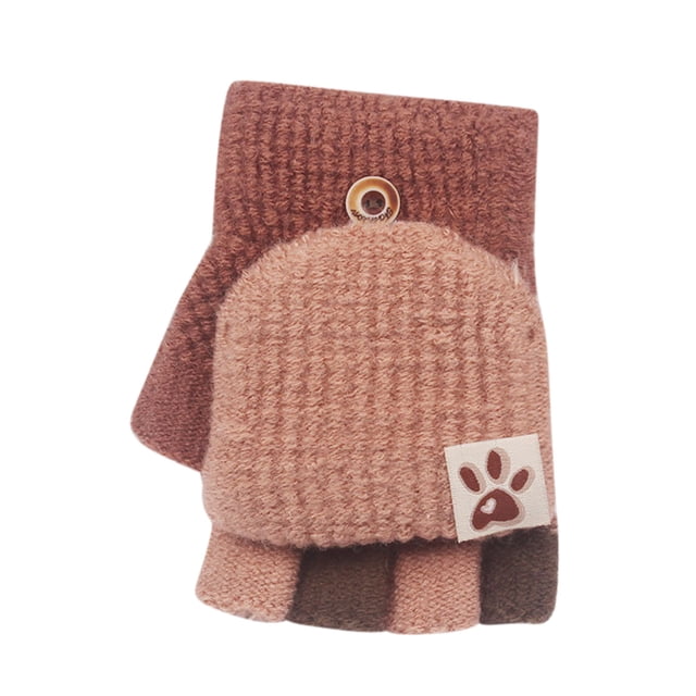 MIASHUI Gants Convertibles pour Enfants Sans Doigts Chauds d'Hiver, Khaki, Taille Unique