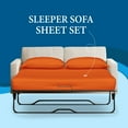 thumbnail image 2 of 500 Thread Count 100% Egyptian Cotton Sleeper Sofa Bed Sheet Set Stripe King Size (76"x 80"x 7" ) with 4 -PCS Fitted Straps Color Orange, 2 of 6