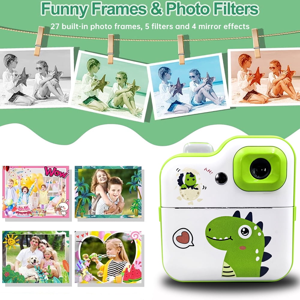 Label printer,3 Rolls White Support 1080p Video White Print Paper Camera Thermal Printer Screen Camera Support 2.4 Inch Screen With 3 Rolls Thermal Printer 2.4 Printer 2.4 Inch Inkless With 3