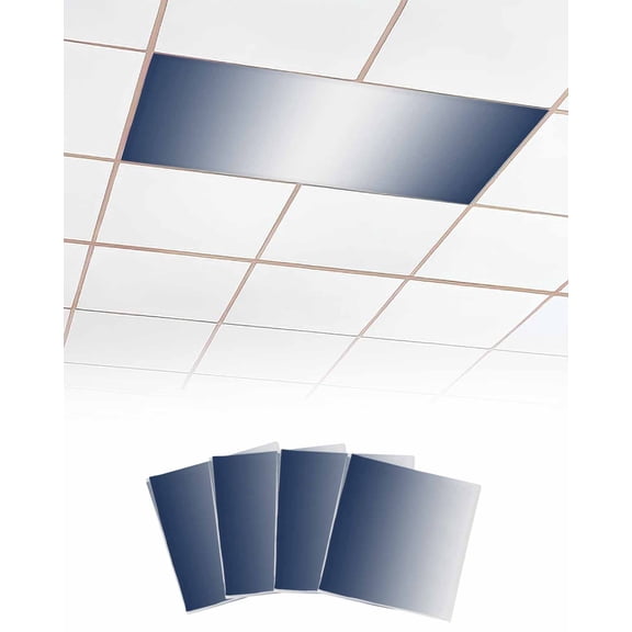 Navy Blue Ombre Fluorescent Light Covers for Ceiling Lights 4x2 feet,4 Pack Magnetic Light Filters for Classroom,Blue White Gradient Modern Abstract Art Fluorescent Light Shade Panel for Office