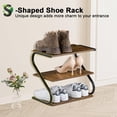 thumbnail image 4 of Small 3-Tier Shoe Rack, Z-Frame Wooden Shoe Shelf with Durable Metal Shelves for Hallway, Living Room, Closet, Bedroom (17.2”), 4 of 12