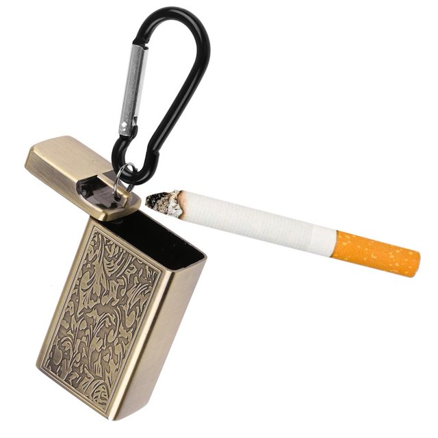 Cenicero portátil Cigarrillo Llavero Bolsillo exterior Cenicero para fumar (Oro Likrtyny Libre de BPA
