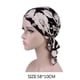 thumbnail image 3 of Qarigey Pañuelo para la cabeza, gorro de quimio, turbante elástico de alta para mujer, gorro de algodón, bufanda preatada, Sombreros negro con flor, 3 of 6