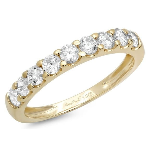0.63 ctw Wedding Band for Women - 18K Yellow Gold White Sapphire Stackable Eternity Ring