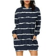 thumbnail image 2 of Kaemgyyd Hoodies Dress for Women Casual Loose Long Sleeve Sweatshirts Mini Dress Color Block Tunic Dress with Pocket, 2 of 6