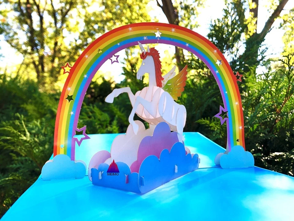 VAULT- 3D Pop Up Greeting Card Unicorn Handmade Birthday Thank You School Party Kids