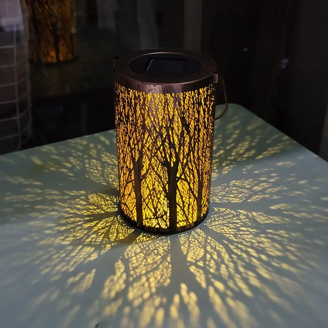 Lámpara solar para patio YONGSHENG de proyección de calabaza hueca de hierro forjado impermeable portátil LED cobre