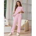 thumbnail image 4 of Ekouaer Lounge Sets for Women Short Sleeve Tops and Long Pants Soft Comfy Pajamas Set 2 Piece Outfits, 4 of 6
