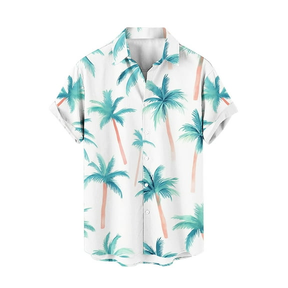 AHTJRT Men's Drop Shoulder Hawaiian Shirt Watercolor Hibiscus Blooms Tropical Vibes Multicolor 4XL