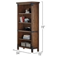 thumbnail image 2 of Rustic Open Wood Bookcase Office Shelving Storage Cabinet Fully Assembled Brown, 2 of 6
