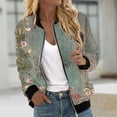 thumbnail image 2 of LIJCC Women'S Zippered Casual Jacket Coat for Womens Suitable Daily Jackets Lightweight Zip Up Jacket Floral Print Coat Stand Collar Short Sports Outwear, 2 of 5