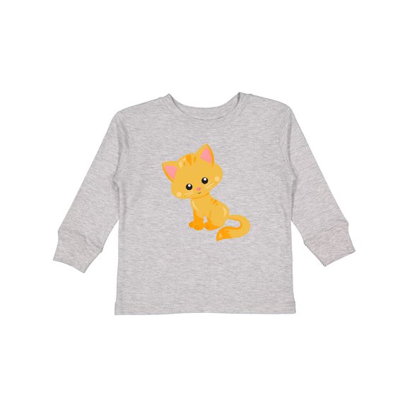 Inktastic Cute Cat, Orange Cat, Kitty, Kitten, Cute Animal Girls Long Sleeve Toddler T-Shirt
