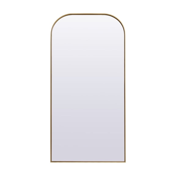 Elegant Decor Metal Frame Arch Full Length Mirror 35x72 Inch in Brass