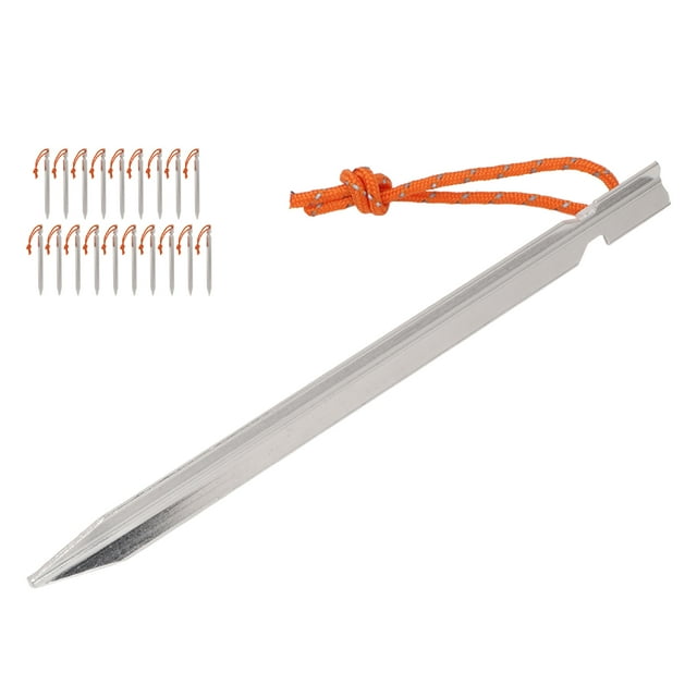 Stake Tent Stakes V Shape Heavy Duty Tent Peg With Ropes For Outdoor Camping Tent Accessories Silver White