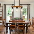 thumbnail image 5 of 3-Light Farmhouse Pendant Light with Seeded Glass, Adjustable Height Kitchen Island Lighting, Rustic Wood Chandelier for Dining Room, 5 of 9