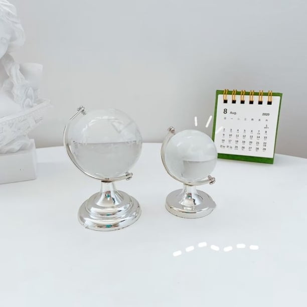 Esfera de cristal mágica, supermini globo terráqueo redondo con mapa del mundo, bola de cristal, bolas de cristal decorativas, adorno de escritorio, decoración para el hogar, oficina, regalo, paquete JAMW Sencillez