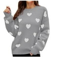 thumbnail image 2 of AGWOLF Cute Sweaters for Women Chunky Crewneck Knit Pullover Casual Heart Print Long Sleeve Jumper Trendy Drop Shoulder Tops, 2 of 5