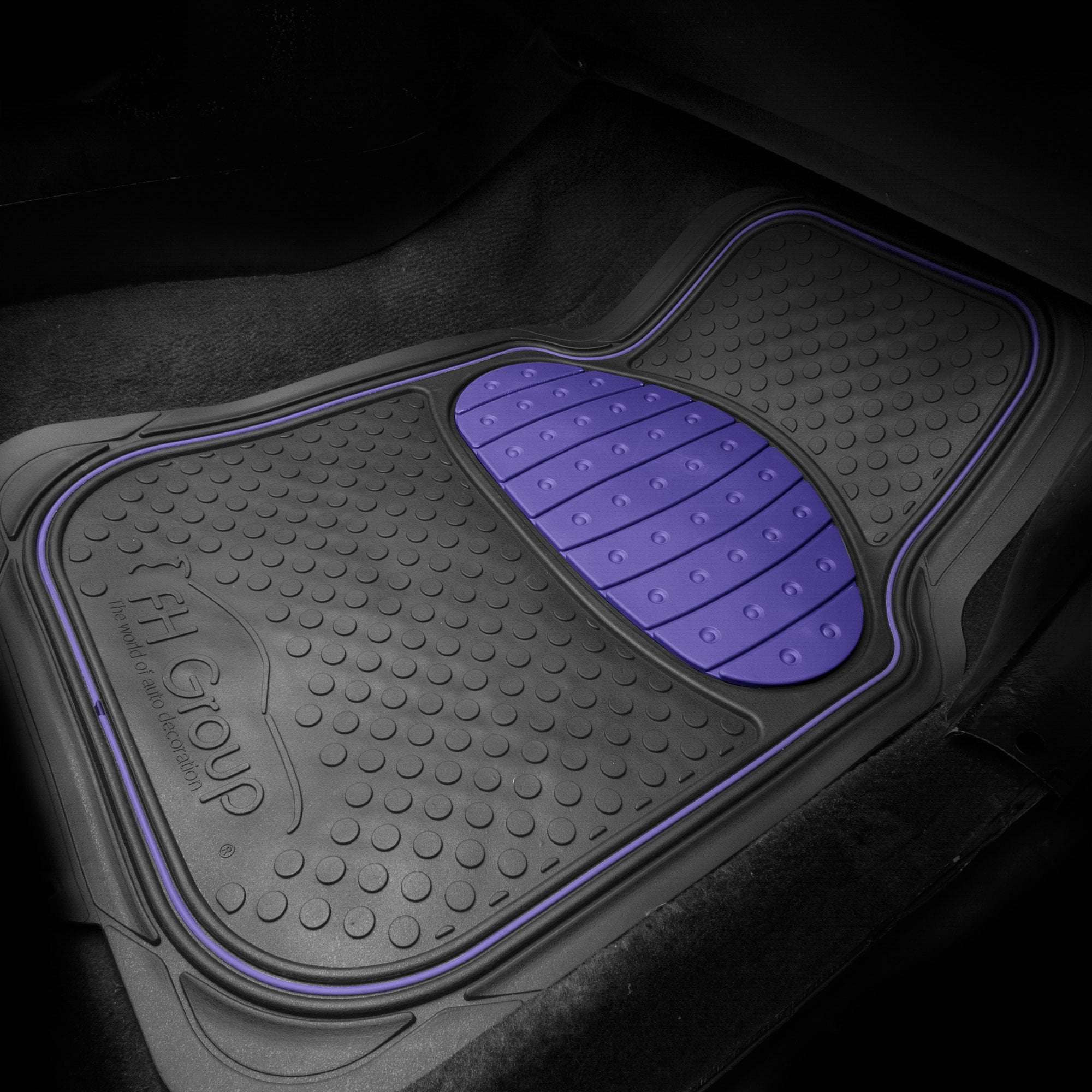 FH Group Climaproof Rubber Blue Car Floor Mats, Universal Fit 3pc Full Set with Air Freshener