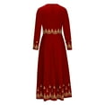thumbnail image 5 of IROINNID Savings Semi Formal Dress for Women Long Sleeve A-Line Dress Retro Round Neck Printed Long Skirt,Red, 5 of 7