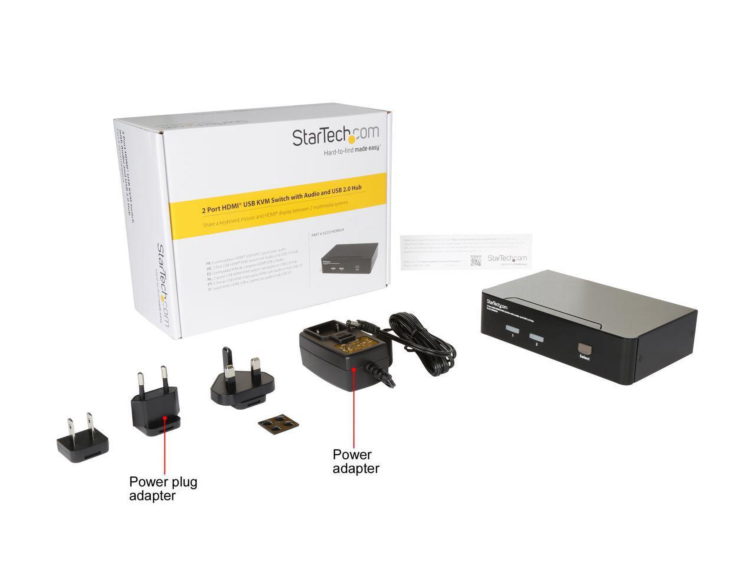 StarTech 2-Port USB HDMI KVM Switch with Audio and USB 2.0 Hub