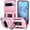 Pink, variant on For Google Pixel 9 / 9 Pro Slim Fit Shockproof Hybrid with Slide Camera Cover & Rotated Ring Kickstand, [Military-Grade] Phone Case For Google Pixel 9 / 9 Pro 6.3",Grey Green