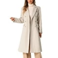 thumbnail image 1 of Abrigo de doble botonadura INSPIRE CHIC para mujer con cuello de solapa clásico, abrigo de invierno beige XS, 1 of 1