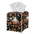 thumbnail image 2 of Renewold Tissue Box Cover for Bathroom Vanity Counter Tops,Bedroom Dressers,Night Stands,Home Office Desks,Tables Halloween Dog Candy Pumpkins Tissues Cube Box,PU Leather, 2 of 5