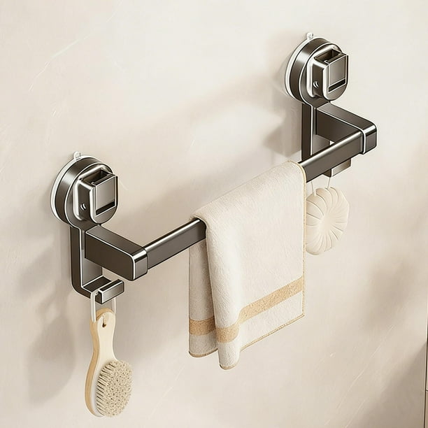 Caja de almacenamiento, estante de almacenamiento, organizadores de baño y almacenamiento, toallero con ventosa para baño, cocina, barra individual, soporte de ventosa sin taladro para baño, balcón, a