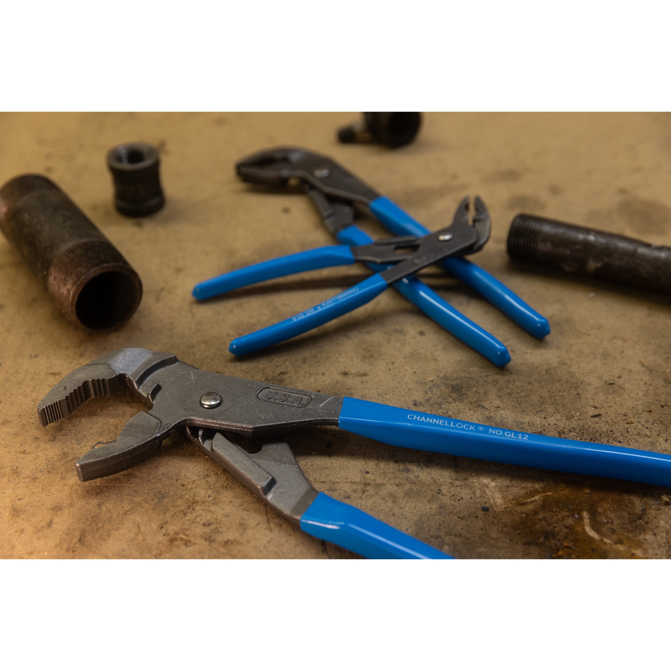 CHANNELLOCK GRIPLOCK Tongue & Groove Pliers Set, Includes 6.5, 9.5 and 12.5 inch Pliers, Offset Jaw Design, Made in USA, 3-tool set (GLS-3)