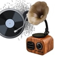 thumbnail image 4 of Altavoz retro con diseño de fonógrafo, conexión Bluetooth y ranura para tarjeta TF, ideal para uso en interiores y exteriores. Disponible en acabado de madera amarilla, con batería recargable de, 4 of 6