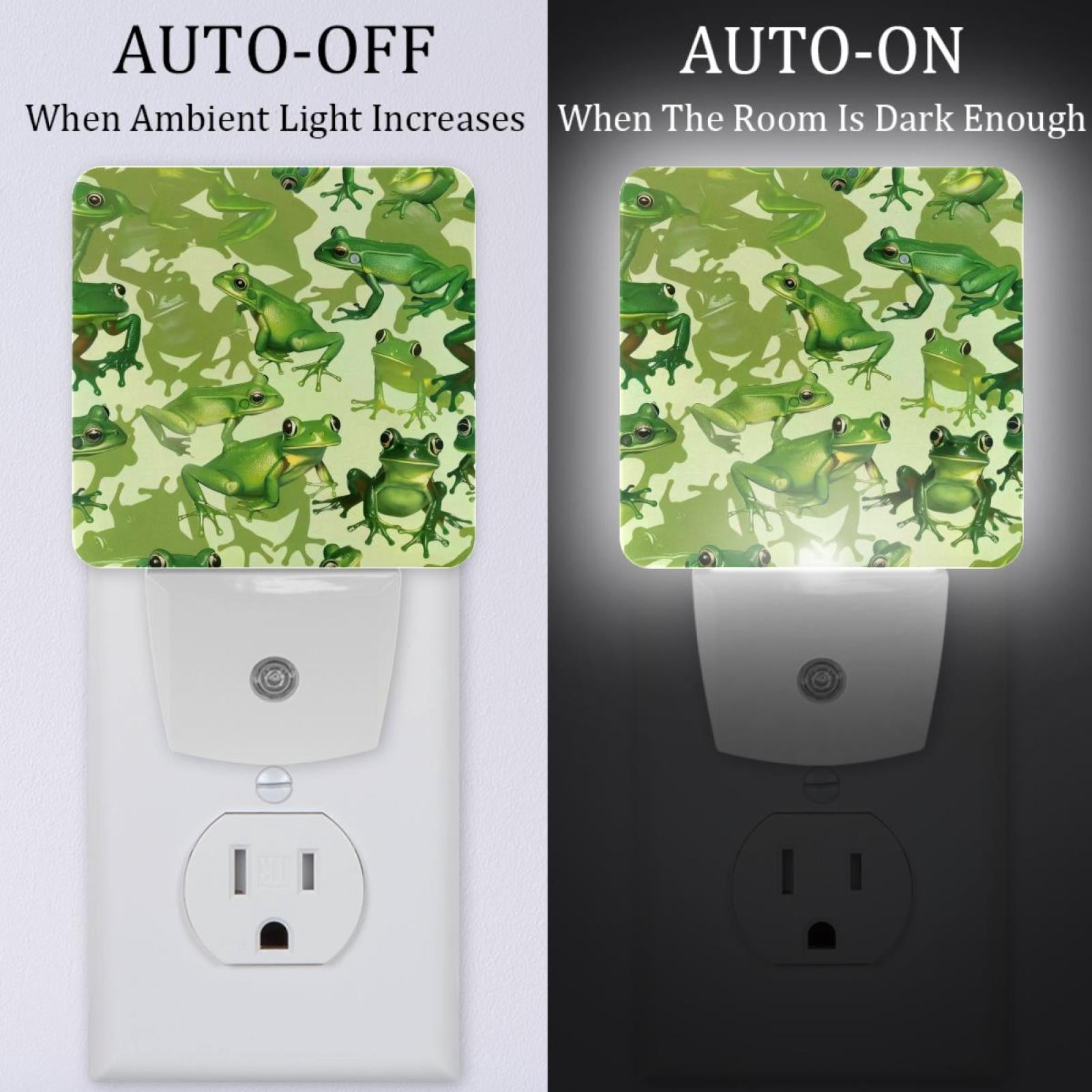 PhooArto Green Froggy Pattern Plug in LED Night Light Auto Sensor Dusk to Dawn Decorative Night for Bedroom, Bathroom, Kitchen, Hallway, Stairs, Baby's Room, Energy Saving