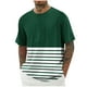 thumbnail image 2 of Blusas y camisas de manga corta con cuello redondo para hombre, blusa informal de poliéster con hombros descubiertos, estampado a rayas y manga corta para hombre., 2 of 5