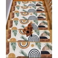 thumbnail image 2 of Abstract Boho Stair Treads for Wooden Steps Indoor Runner Rug Carpet, Bohemian Palm Leaf Geometric Leaf Circle 15 Pieces Peel and Stick Staircase Step Treads Covers Washable Throw Door Mats, 30"x8", 2 of 6