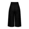 thumbnail image 4 of RKZDSR Womens Cotton Linen Wide Leg Pants Summer Casual High Waisted Palazzo Pants Solid Color Loose Baggy Lounge Beach Trousers with Pockets Z01-Black S, 4 of 4