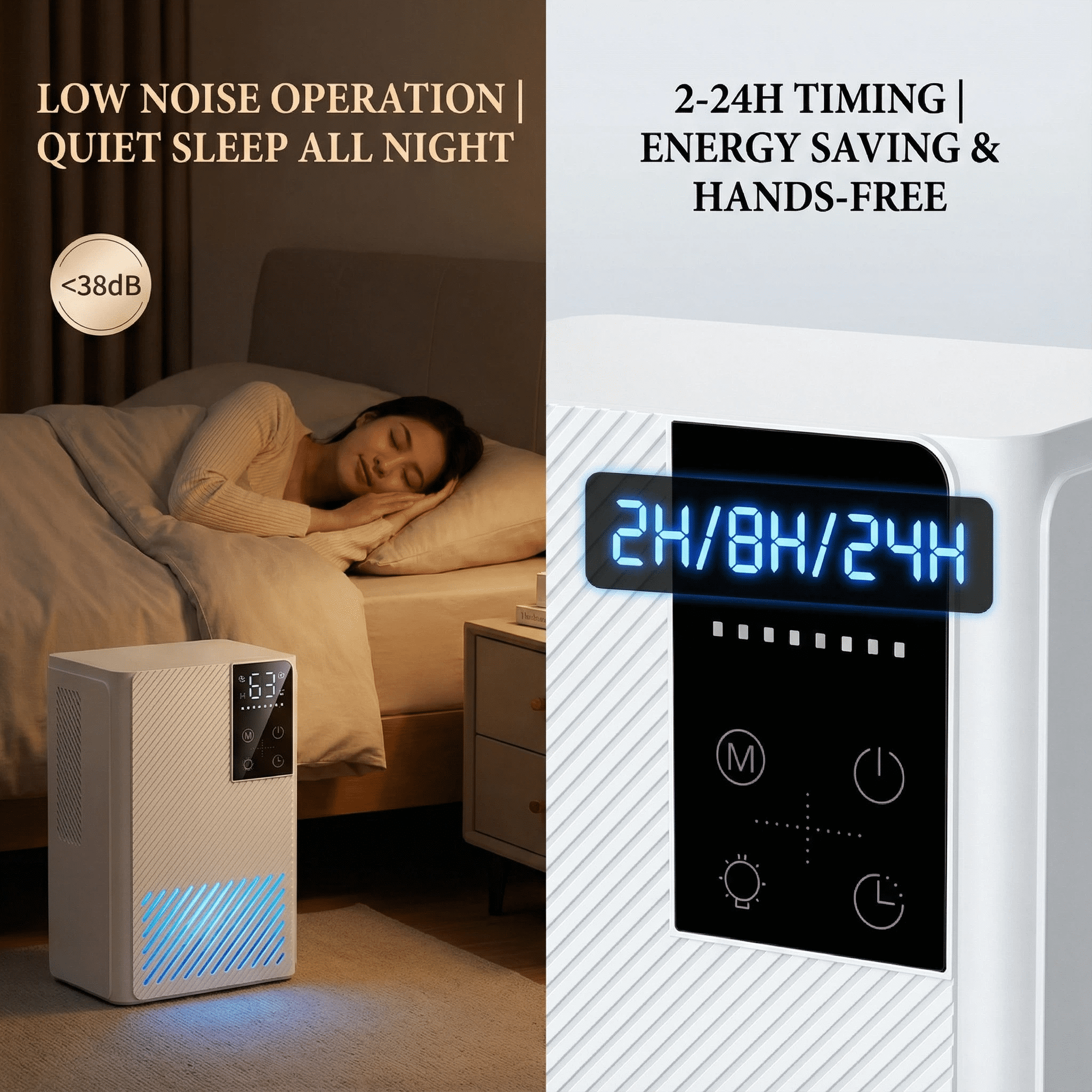 STORGENER Dehumidifier for Home, 500 Sq.Ft, 2L Large Tank, Sleep Mode - Fast Moisture Removal for Bathroom, Bedroom, Kitchen, RV (White)