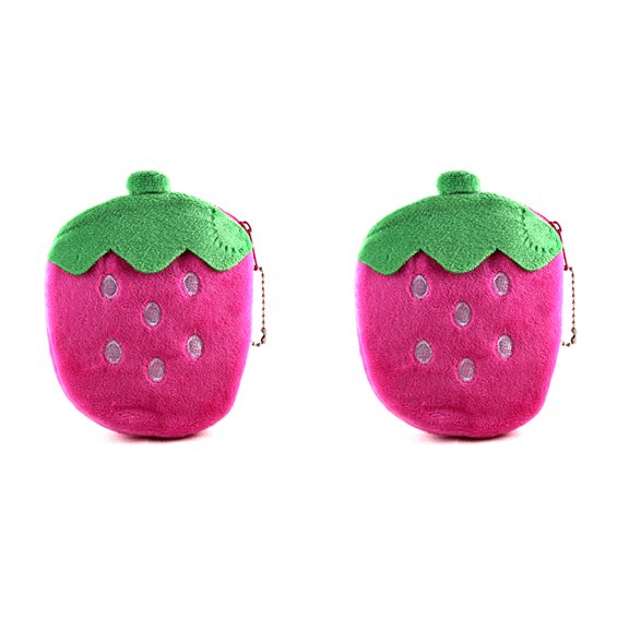 COSMOBETTY Fruit Strawberry Pink Coin Purse Compact Plush Zipper Wallet for Daily Use
