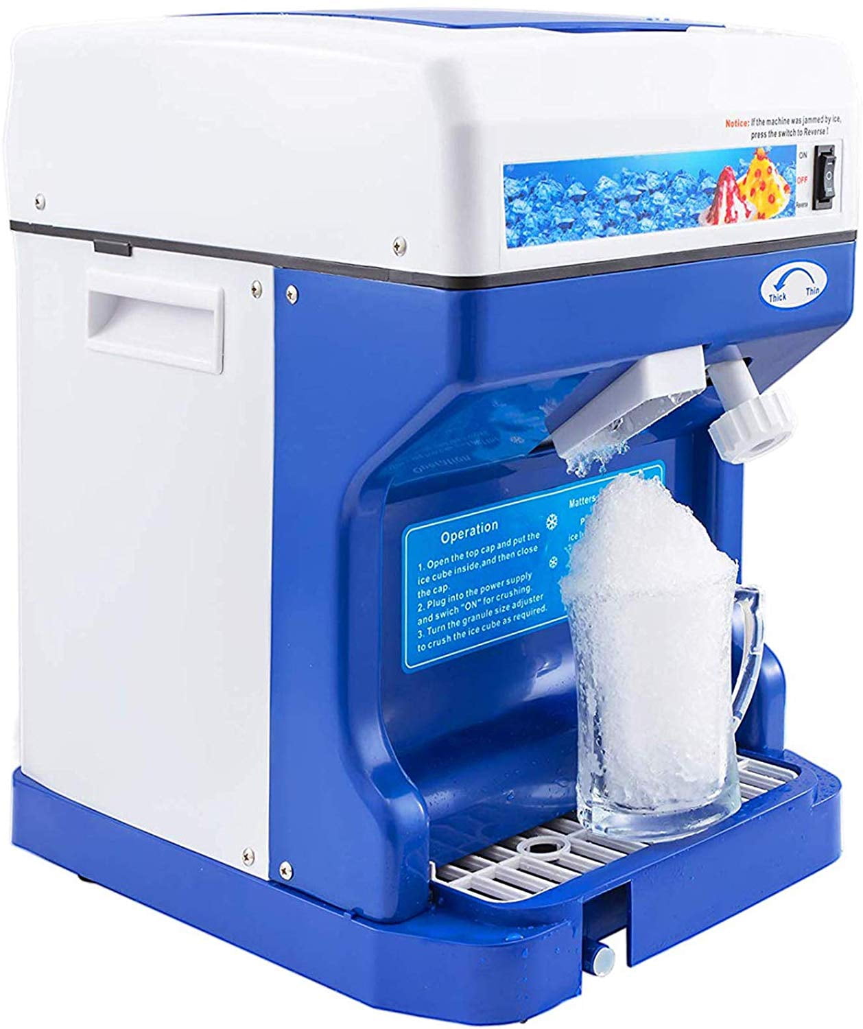VEVOR 110V Electric Ice Shaver Machine 250W Snow Cone Maker 265lbs/hr