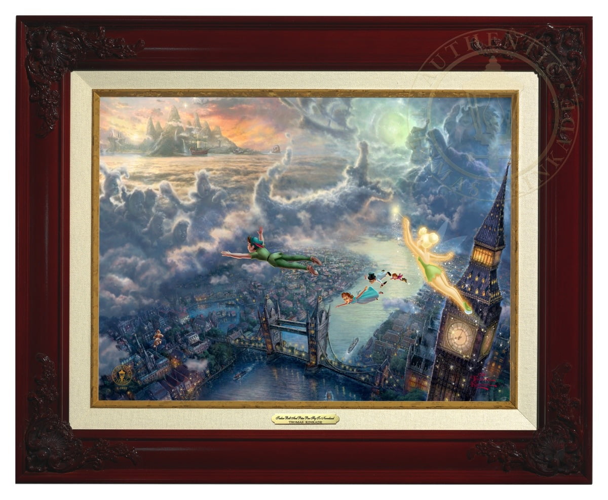 Thomas Kinkade Silent Night 9 x 12 Canvas Classic Burl Frame