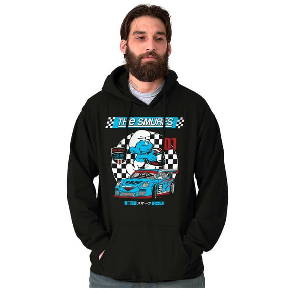 The Smurfs Kanji High Speed Racecar Hoodie Hooded Sweatshirt Men Brisco Brands S